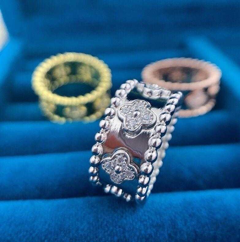 مصمم Van Kaleidoscope Ring 925 Sterling Silver مطلية مع 18 قيراطًا من الذهب