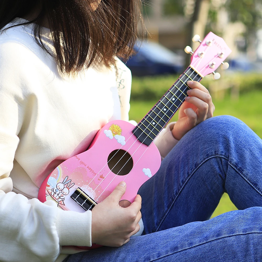 Câbles irin 21 pouces ukulélé basswood 4 cordes instrument de musique guitare hawaïen rose prince bleu prince pour les enfants débutants cadeau