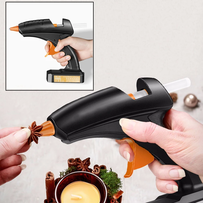 Gun 12v Wireless Hot Melt Glue Gun 80w 2000mah Lithium Battery Cordless Glue Gun with 11mm Glue Sticks Home Diy Craft Repair Tool