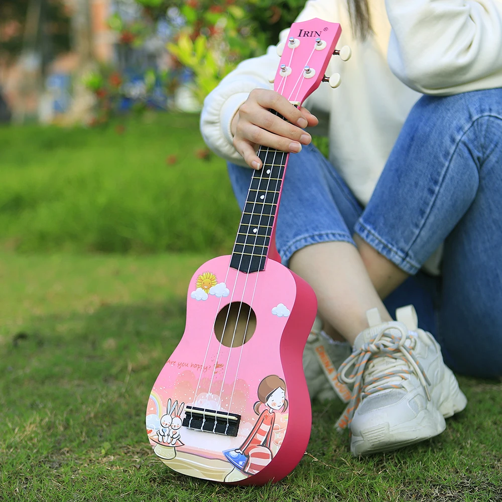 Câbles irin 21 pouces ukulélé basswood 4 cordes instrument de musique guitare hawaïen rose prince bleu prince pour les enfants débutants cadeau