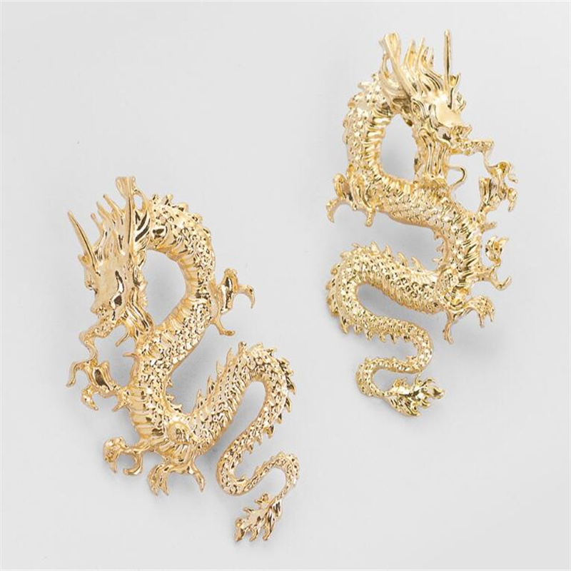 Vintage chinesische Stil Dragon Stud Ohrringe für Frauen trendige Punk -Persönlichkeit Tier Totem Ohrringe Statement Schmuck Geschenk AB146