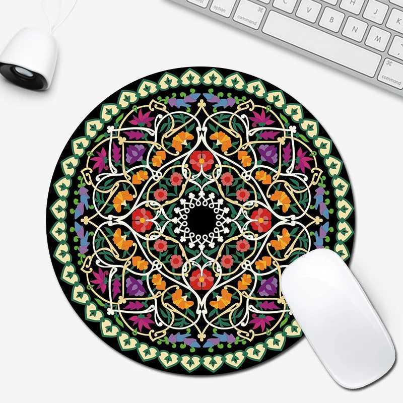 Mouse Pads Wrist Rests Bohemia Round Mouse Pad Computer Gaming Anti-Slip Rubber Desk Pad Small Coaster Coffee Mats Office Table Accessories