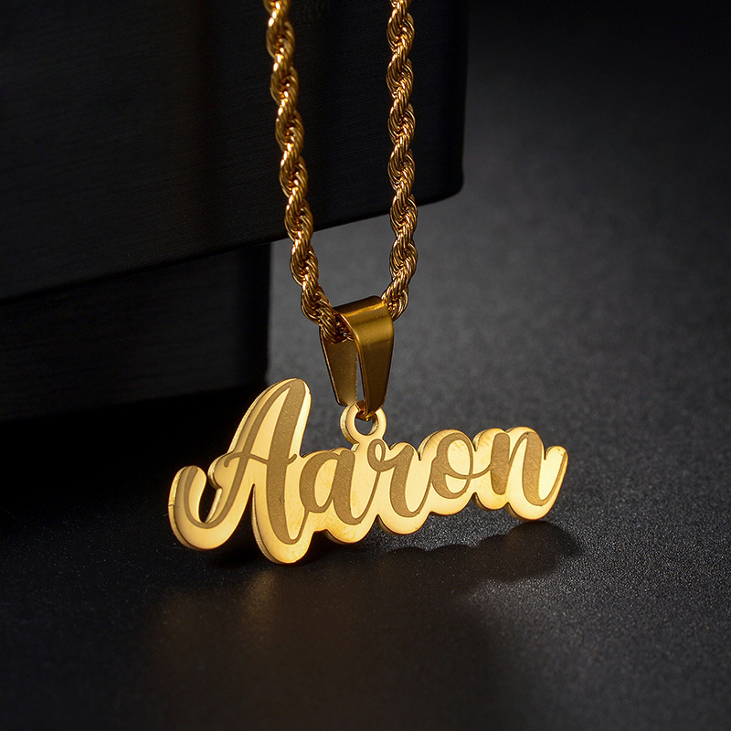 DIY Custom en acier inoxydable Laser Marking Lettres Nom Pendant avec chaîne NK