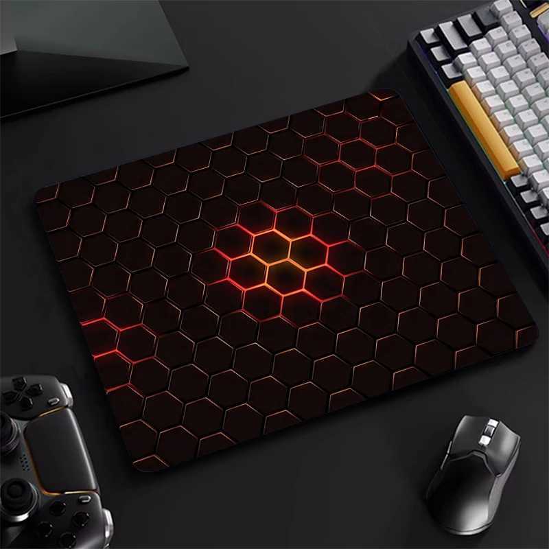 Mouse Pads Wrist Rests Small Geometric Mouse Pad Hexagon Gamer Mousepad 20x25cm Keyboard Mat Honeycomb Mouse Mats Rubber Desk Pad Design Desk Rug
