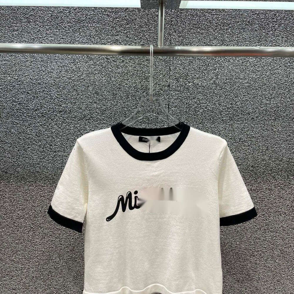 Miumiues T-shirt Designer Luxury Fashion Letter Printed Top Quality Womens T-Shirt New Contrast Color Pure Cotton Loose Summer Letter Top