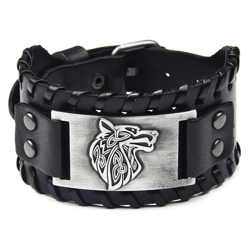 Другие браслеты винтажные кожи викингов Браслет для мужских браслетов для мужчин кельтский волк.