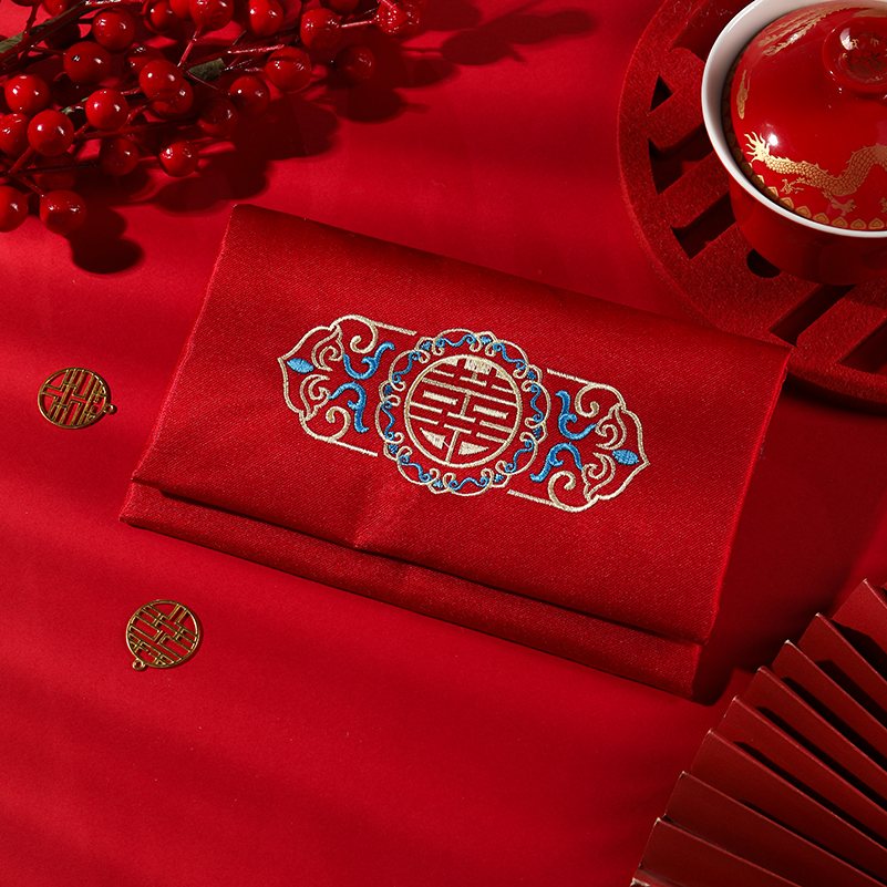 Rote chinesische Hochzeitstasche Red Envelope Seidenpaket Sticket kleiner Tasche Traditionelle klassische ethnische Eigenschaften Handbauer Kosmetikbeutel Hülle Box Beutel Brieftasche