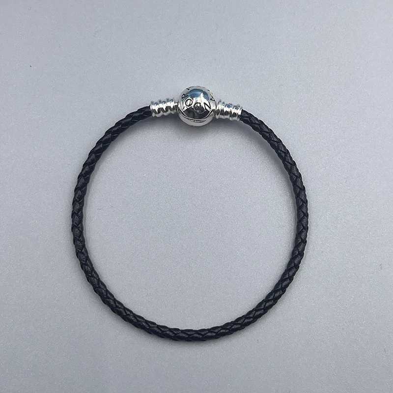 Other Bracelets Original Leather Snake Chain Bracelet Secure Heart Clasp Beads Charms Bangles For Girls gift DIY Jewelry Making fit PandoraL240415