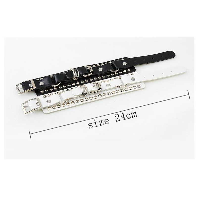 Andra armband svart läder armband armband manschett goth gothic punk armband kvinnor män spikar nit Stud Bangle cosplay rock unisex juvelry240415