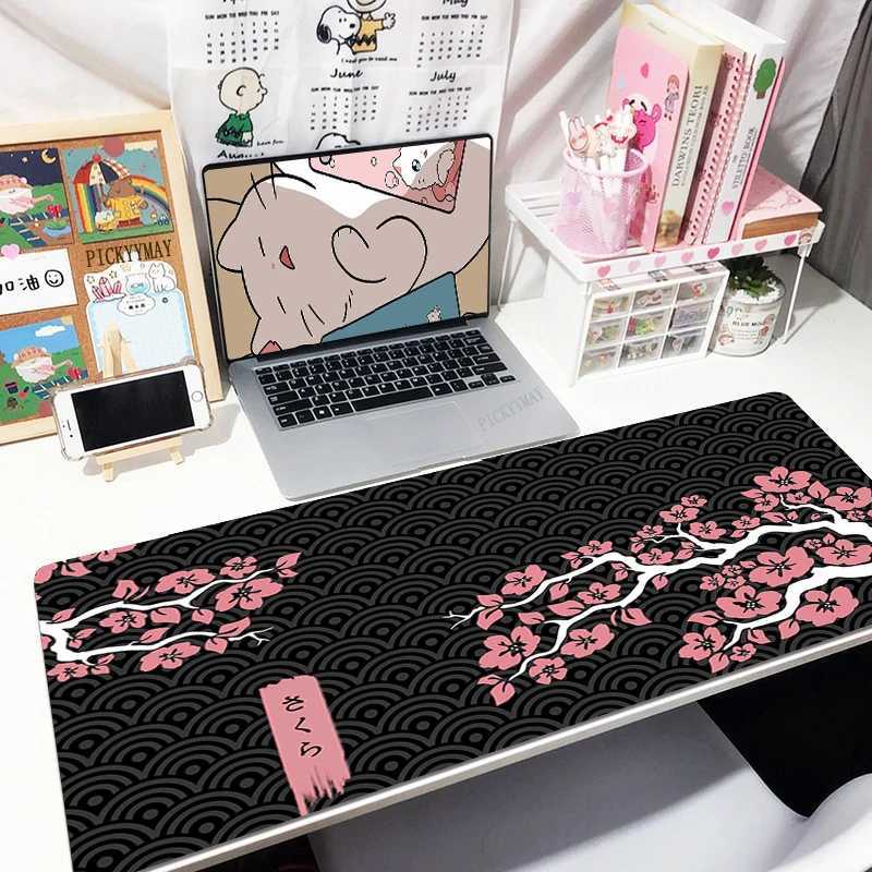 Tampons de souris poignets repose SAKURA 80x30cm xxl Lock Edge Mousepads Cherry Grand jeu Mousepad Clavier Mattes Mattes de souris PAD BEST BEST PAUT