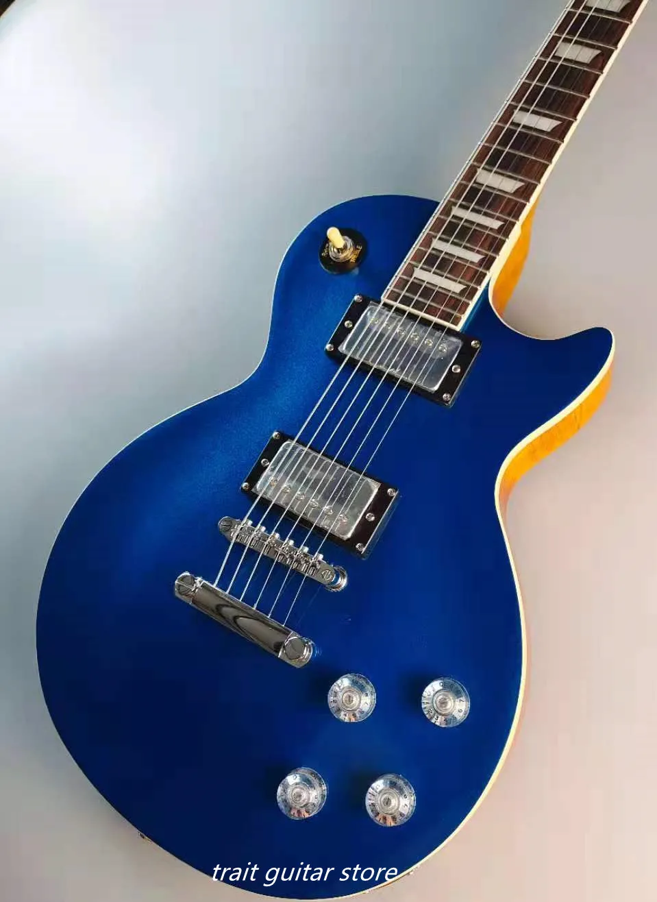 Guitare High Quality Guitar Guitar Blue Flash Mahogany Body Bodywood Importation Importée de peinture respectueuse de l'environnement Guitare S