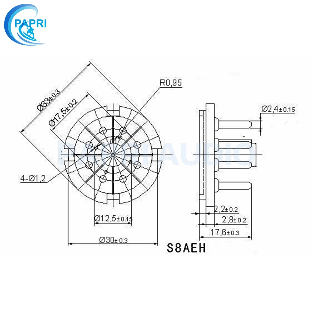 Kabel Papri Bakeliter K8a Gold plattiert Oktalrohr Basis 8Pin Acuum Tube Oktalhöhle für Gitarren -Audioverstärker für EL34 6v6