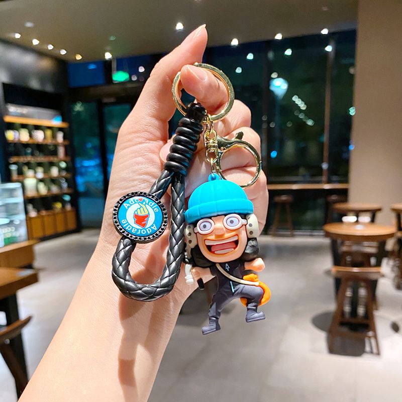 Nova cadeia de chaves de uma peça Luffy escaton pingente fofo Cadeia de mochila criativa Corrente pequena presente