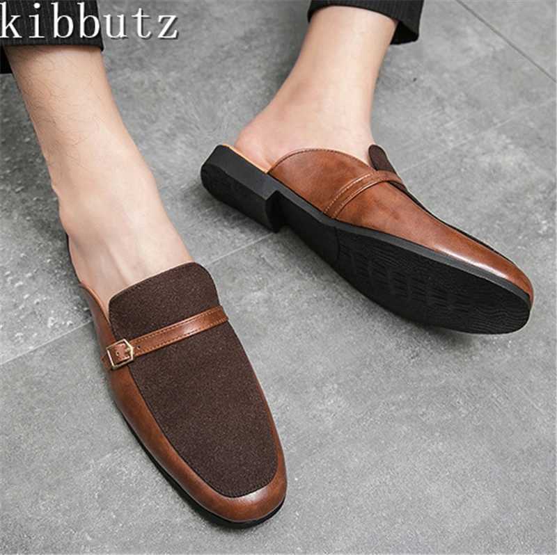 Тапочки на открытом воздухе Mens Bestable Semi-Slide Brand Designer Пложеная пряжка с пряжкой.