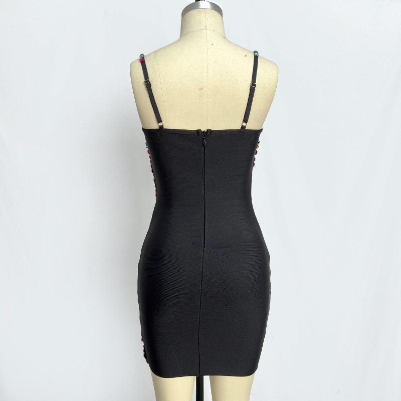 Kvinnors kläder glänsande strass slitage designer kvinnan klänning mode explosiv elasticitet bodycon mini kjol damklubb parti svart klänning