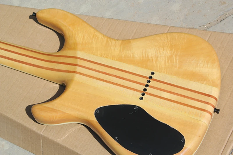 Кабели 7 струнных синего кузова Электрическая бас -гитара с пламенной шейной шпоном клен