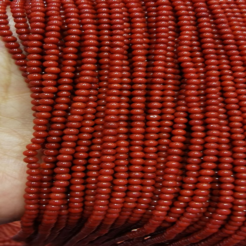 5strands Genuíno coral vermelho raro liso contas redondas de pedra natural pedras preciosas 3-4mm 16innch314i