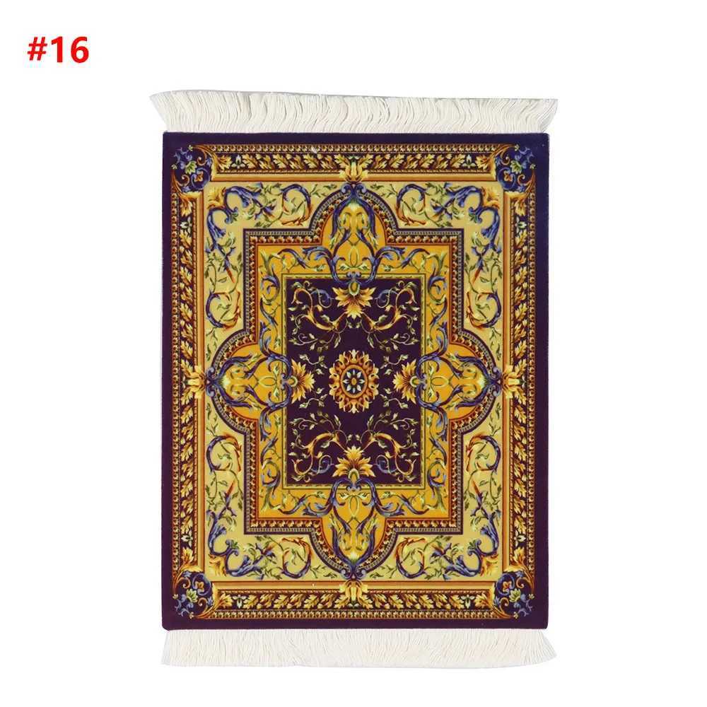 Mouse Pads Wrist Rests Persian Mini Woven Rug Mat Mousepad Retro Style Carpet Pattern Cup laptop PC Mouse Pad with Fring Home Office Table Decor Craft
