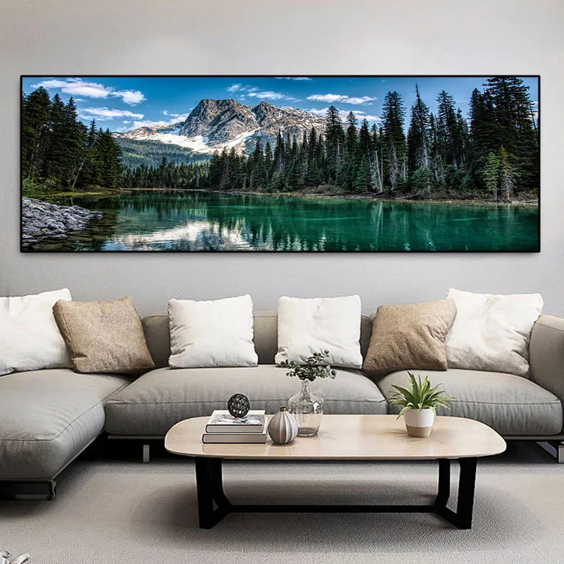 Paesaggio Snow Mountain Lake Nature Tela di pittura poster e stampe arte da parete Immagini da letto soggiorno decorazioni la casa senza cornice