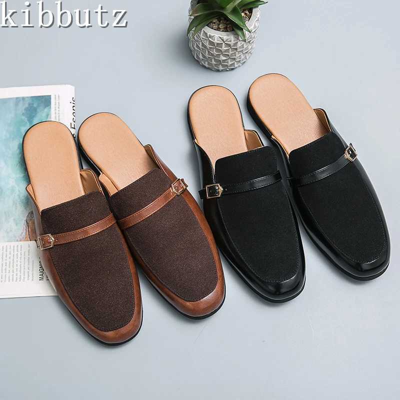 Тапочки на открытом воздухе Mens Bestable Semi-Slide Brand Designer Пложеная пряжка с пряжкой.