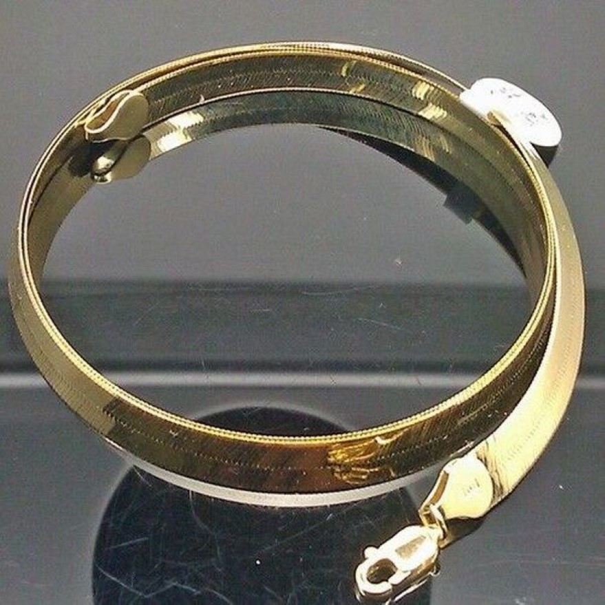 Genuine 10K Yellow Gold Plated Herringbone Necklace chain for Men Women 18-24 Inch 6mm320V