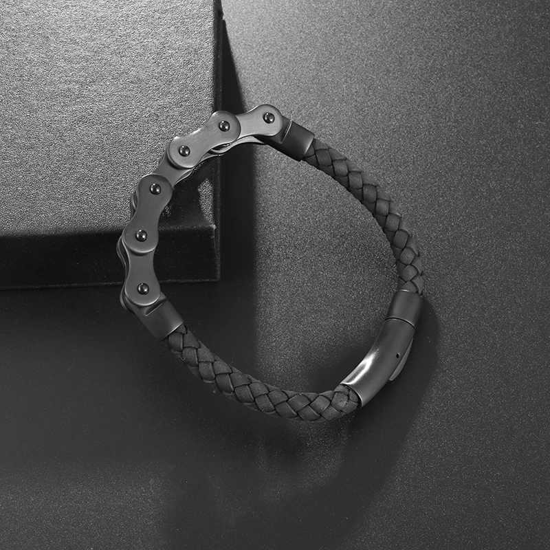 Autres bracelets Fashion Creative Design Chain de vélo Bracelets en cuir pour hommes