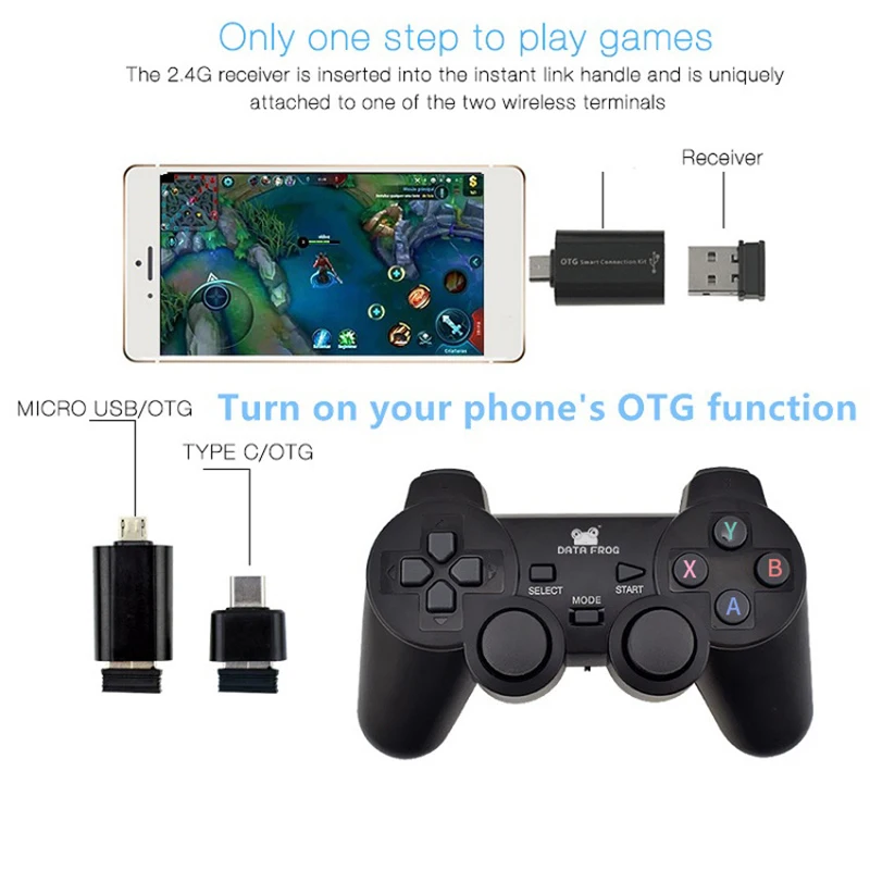 GamePads 2.4 g kontroler bezprzewodowy gamepad Android Joystick Joystick z konwerterem OTG na smartfon z Androidem na tablet PC Smart TV Box