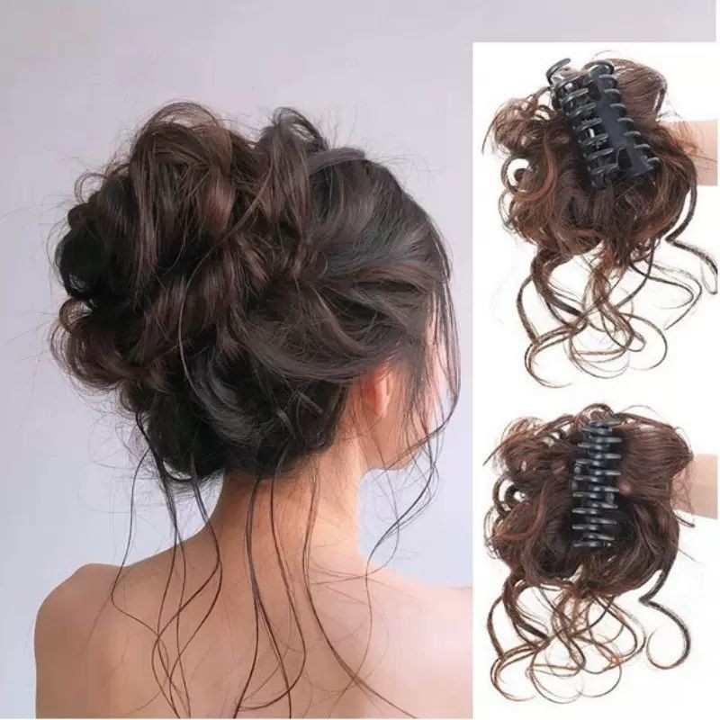 Clip-in à fibre synthétique élégant des femmes Chignons de cheveux bouclés incroyables