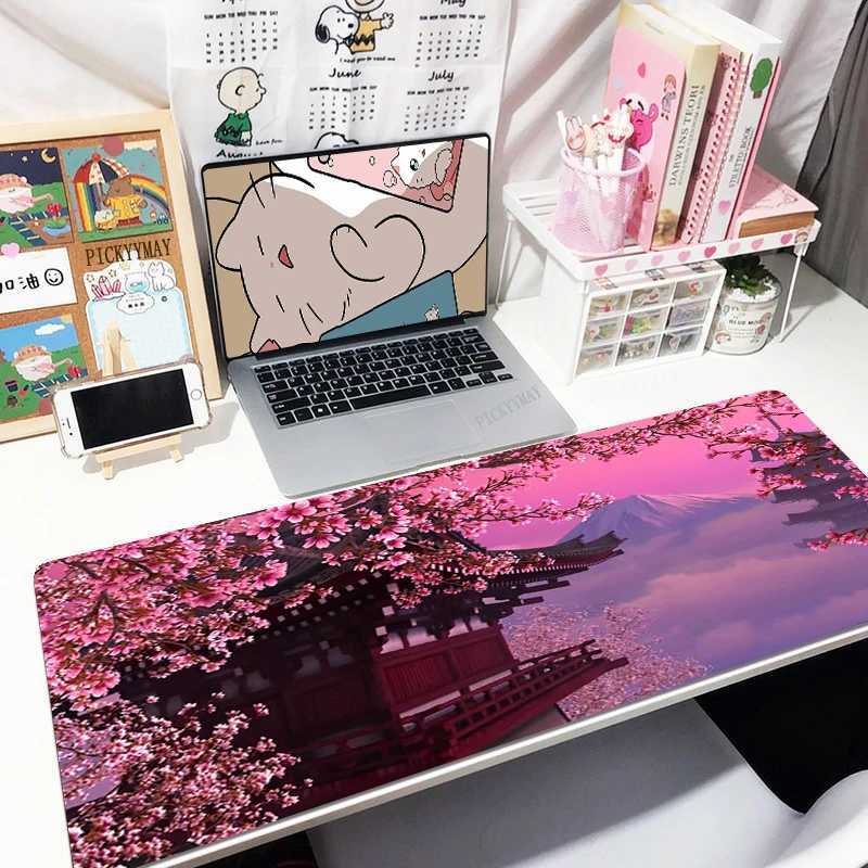 Tampons de souris poignets repose SAKURA 80x30cm xxl Lock Edge Mousepads Cherry Grand jeu Mousepad Clavier Mattes Mattes de souris PAD BEST BEST PAUT