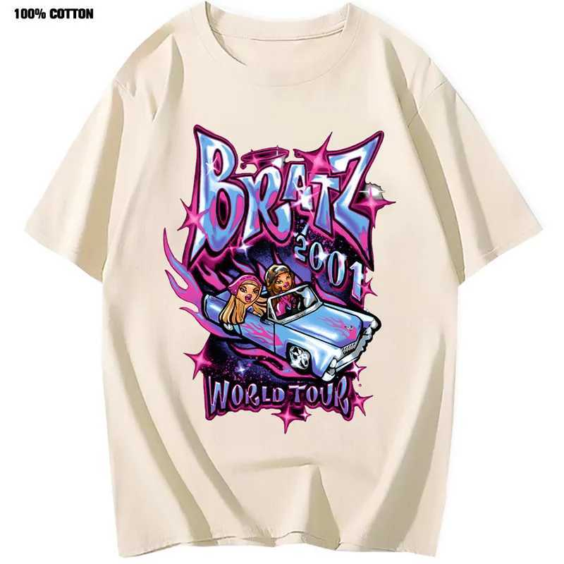 Women's T-Shirt Bratz T Shirts Women Summer Street Oversized T-shirt Harajuku Y2k Tops Men Women Casual Cotton Short Sleeve Plus Size TshirtL2403