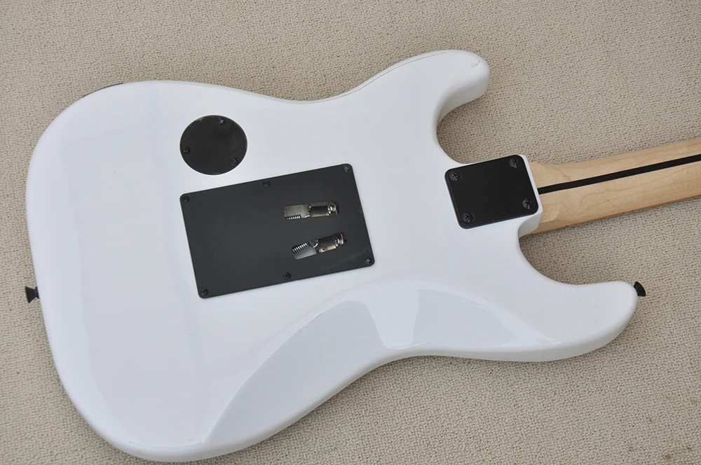 Guitar 6 Strings White Electric Guitar with Special Pattern Tremolo Bar Maple Fretboard Can be Customized