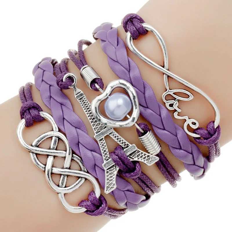 Autres bracelets Qianbei Bracelet multicouche Men Men de façon décontractée Bracelets de cordon tressé pour les femmes Bracelet de perle de perle punk rock hommes Jewelryl240415