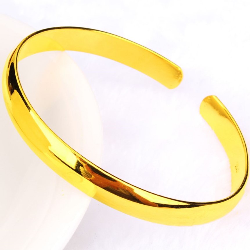 Slät manschett Bangle Plain 18k Yellow Gold Filled Simple Style Classic Womens Bangle Armband Gift SMycken 60mm Dia250g