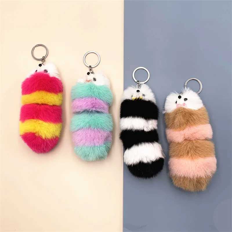 Keychains Lonyards Creative Cartoon Keychain Plux en peluche Étudiant mignon Sac pendentif Purs Fur Car Key Chain Chain