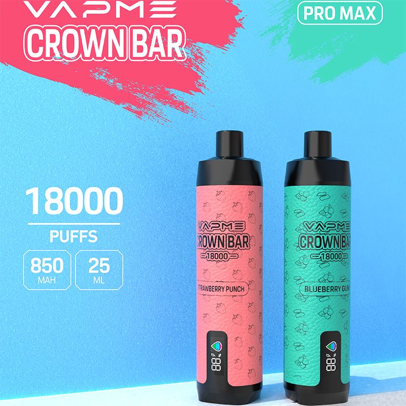 Original vapme crown bar 18000 puff pro max disposable vapes 25ml 12 flavors recharge battery smart screen display vs bang 18000 Puff 18k 20k al fakher 8000