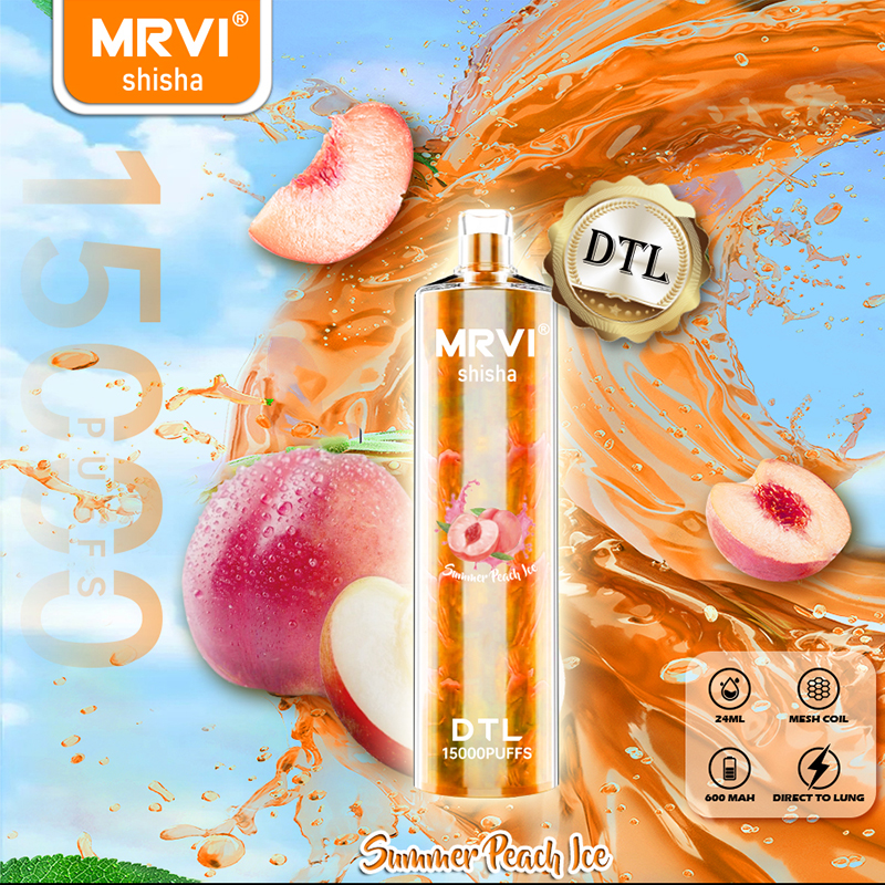 Original DTL MRVI Shisha 15000 15K Puffs Disposable E Cigarette Vape Pen With 5 Flavors Rechargeable 600mAh Battery 24ml Pod Huge Vapor Device