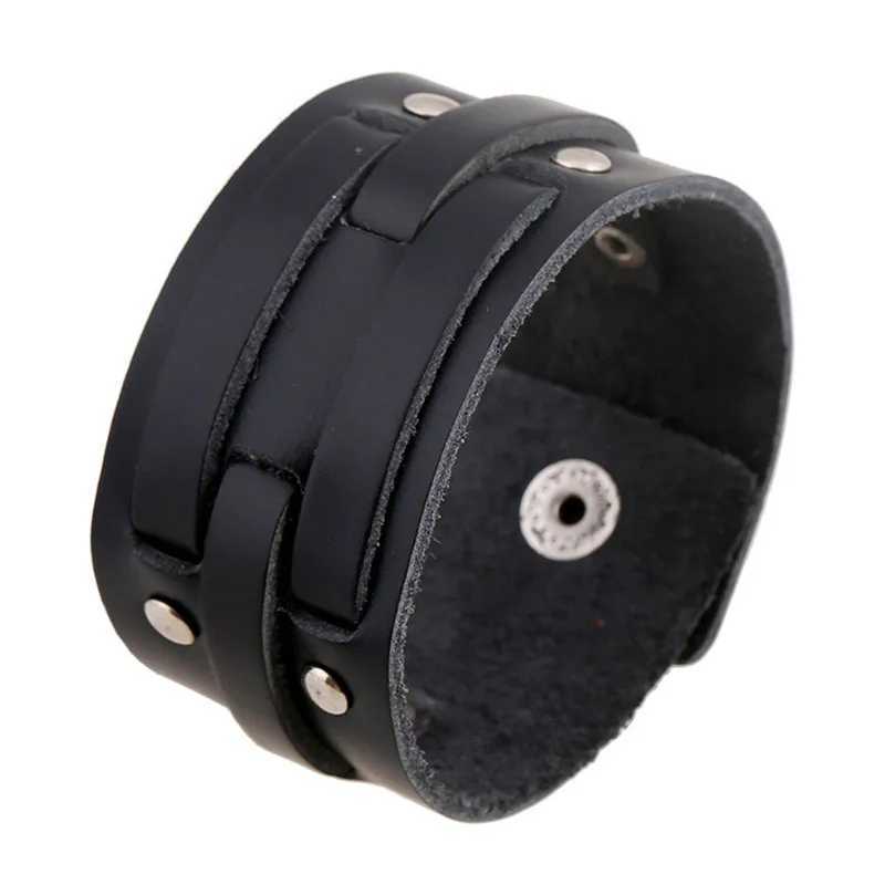 Outras pulseiras modyle vintage punk retro multicamada pulseira de couro masculino moda silenciosa corda artesanal pulseira pulseira de pulseiras para menl240415