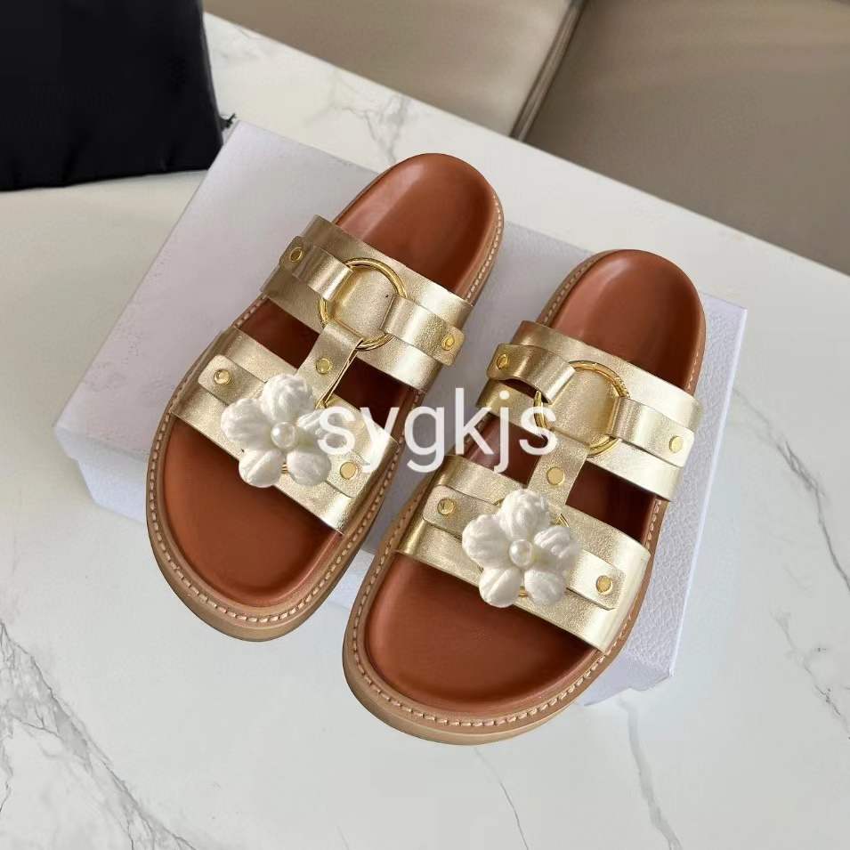 Luksusowa moda Tan Black Tippi Sandals Sandals Calfskin Designer Buty damskie płaskie obcasy w stylu swobodny rozmiar 35 do 41 42