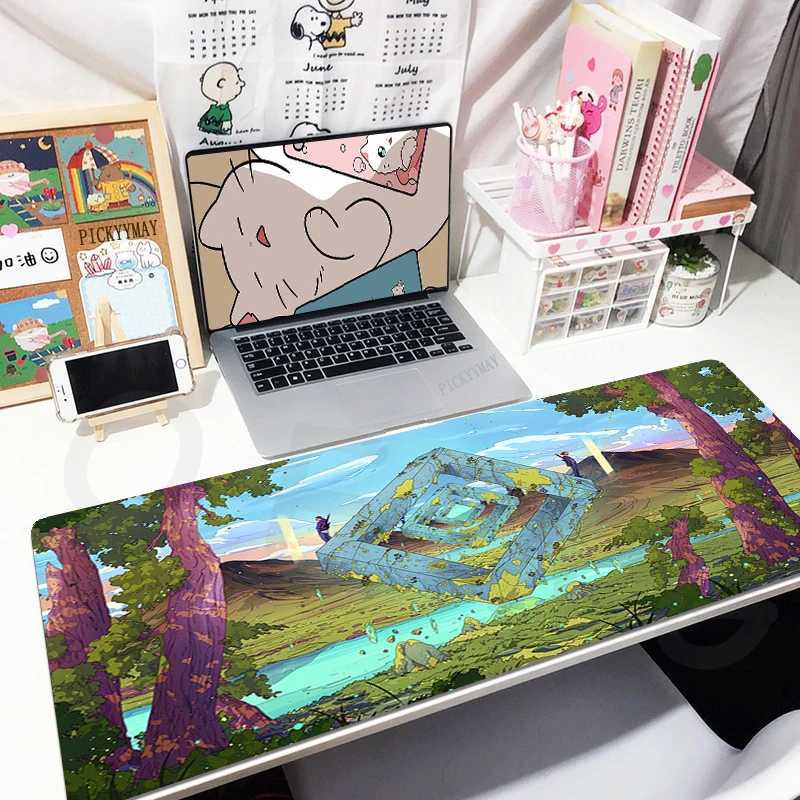 Maus -Pads Handgelenk ruhen chinesische Spiele Gamer Mousepad Loce Edge Maus -Pad großer Mausmatten Naturkautschuk Teppich PC -Schreibtischmatten Design Mousepads 100x50 cm