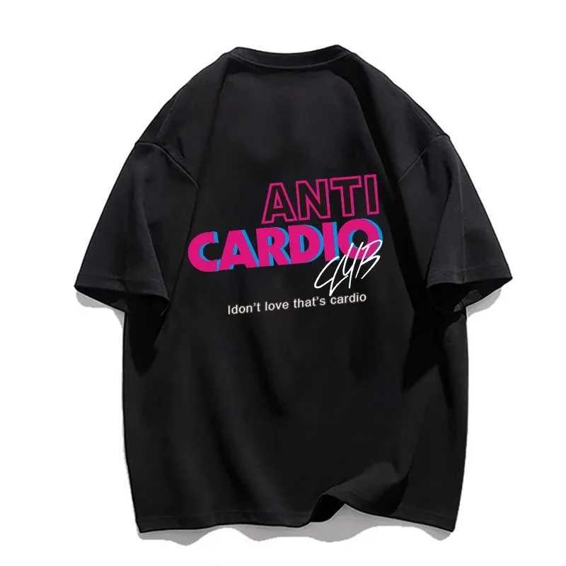 Damen T-Shirt Anti Cardio Club T-Shirt Gym Plus Größe Frauen Kleidung Leben Sprüche Brief Baumwolle Tee Frauen/Männer Kleidung Fitness Outfitsl2403