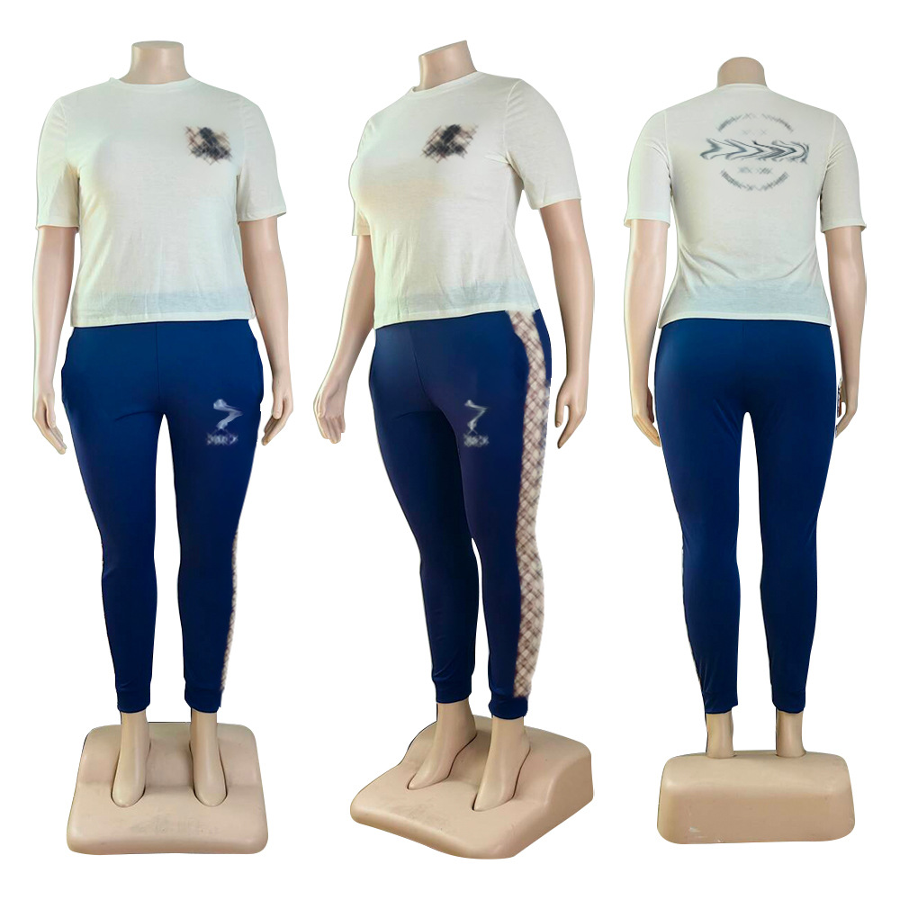 Dames tracksuits merk sportkleding ontwerper dames yoga set mode retro printing jogging hoge elastische puls maat l-4XL t-shirt pak truishirt kleding
