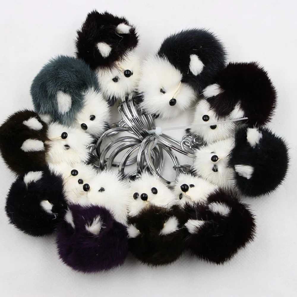 Keychains Lonyards Real Fur and Mink Hair Panda Panda Keychain Pendante Pendre créatif ACCESSOIRES SAL