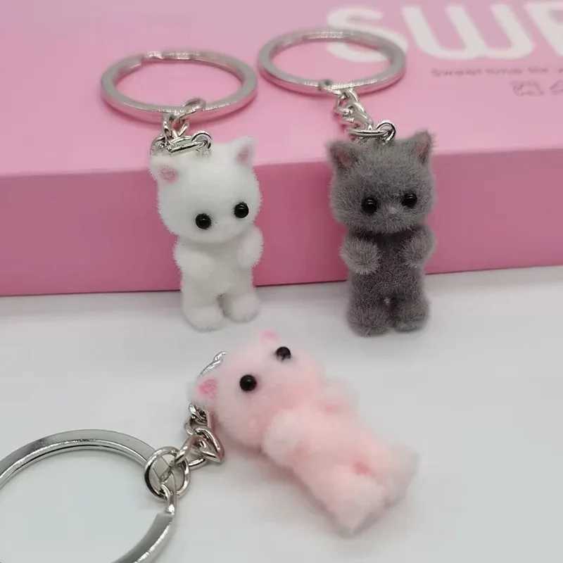 키 체인 끈 3D 만화 떼 고양이 키 체인 Kawaii 고양이 키 링 키 링 키 체인 기념품 선물 자동차 키 DIY 보석 가방 펜던트 액세서리