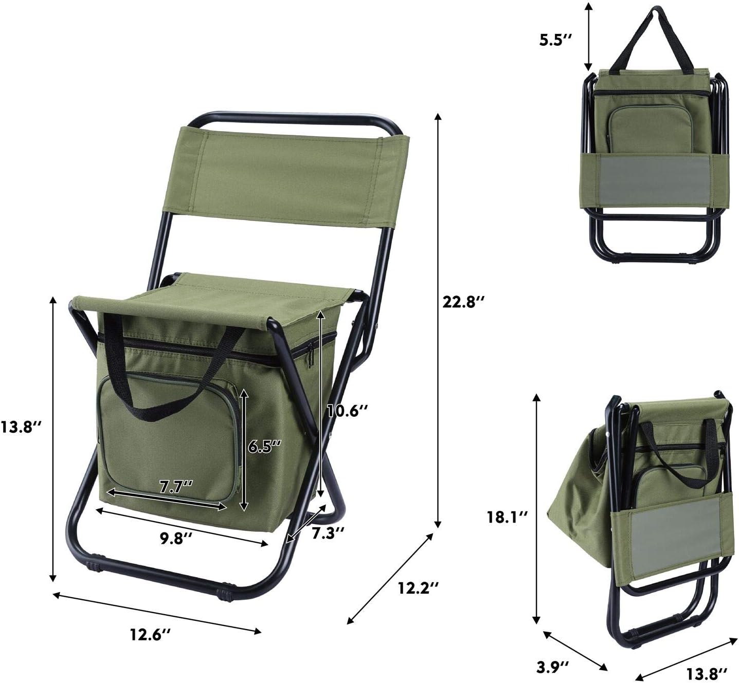 Fishing Chair with Cooler Bag Foldable Compact Fishing