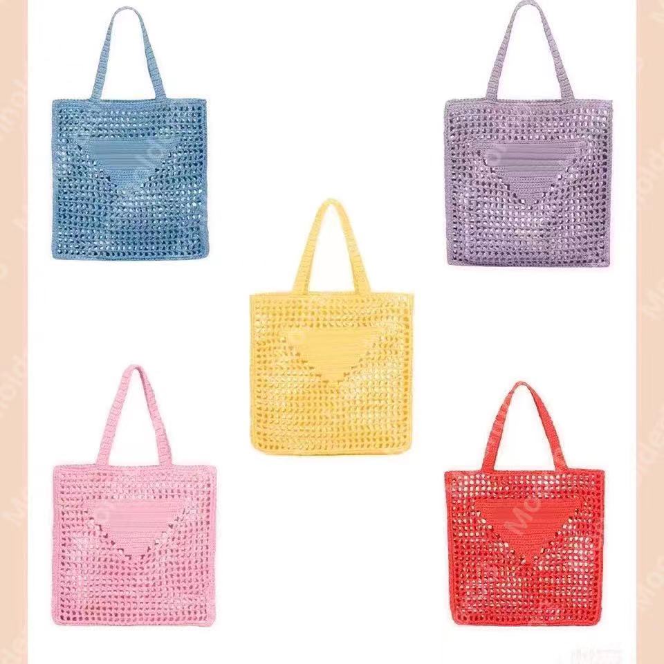 Designer raffia bag summer shoulder bedding bag tote women beach bags luxury handbags Mesh breathing bags Woven Shopping Straw Microfiber Embroidered PRPU