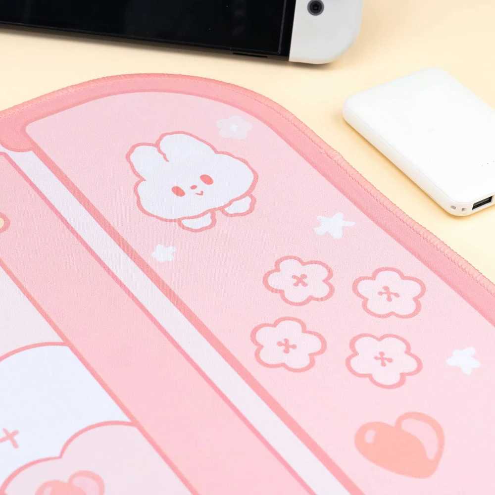 Muskuddar handled vilar bunny skrivbord kudd ns switch tangentbord spelmatta stor matta muskelpad pastell rosa djur kawaii söt anime skrivbord blotter protector