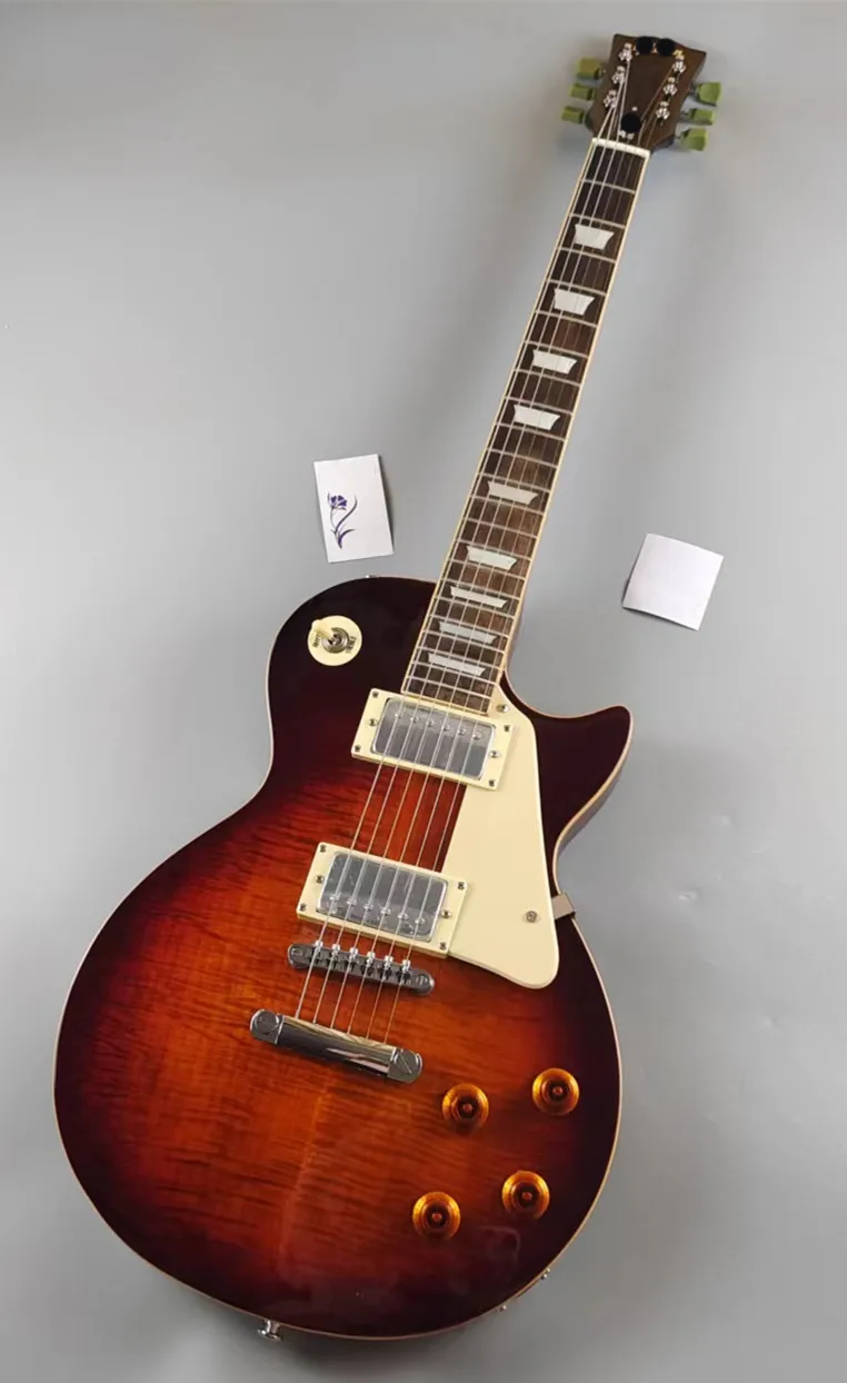 Cables High quality LP electric guitar tobacco burst gradient color rosewood fingerboard + fingerboard binding spot sale free shipp