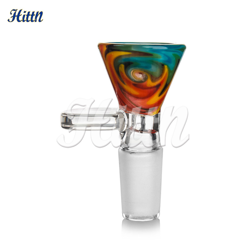 Grossist 14mm skål amerikansk färg hand blåst rök bong ört fast blomma skålbit för glas vatten rör bägare bong dab rig olje rigga slumpmässig färg