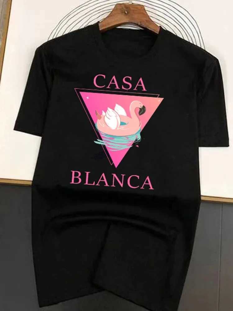 女性のTシャツプラスサイズコットンカサブランカTシャツ新しい男性女性TシャツストリートウェアTシャツおかしなティートップブランド半袖夏服2403