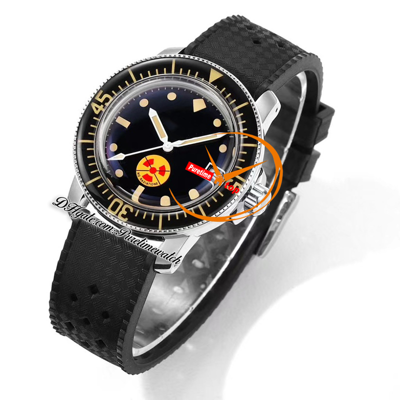 Fifty Fathoms No Radiation 5008D A1511 Automatic Mens Watch HKF Black Dial Yellow Markers Rubber Strap Super Edition Reloj Hombre Montre Homme Watches Puretime